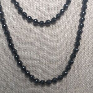 🟣Vintage Hematite Necklace Hand Knotted & Approximately 47”